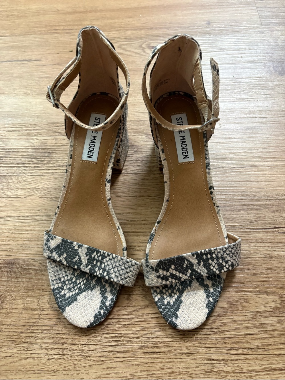 Steve Madden Women's Snake-Print Ankle Strap Heels, Women’s Size 7
